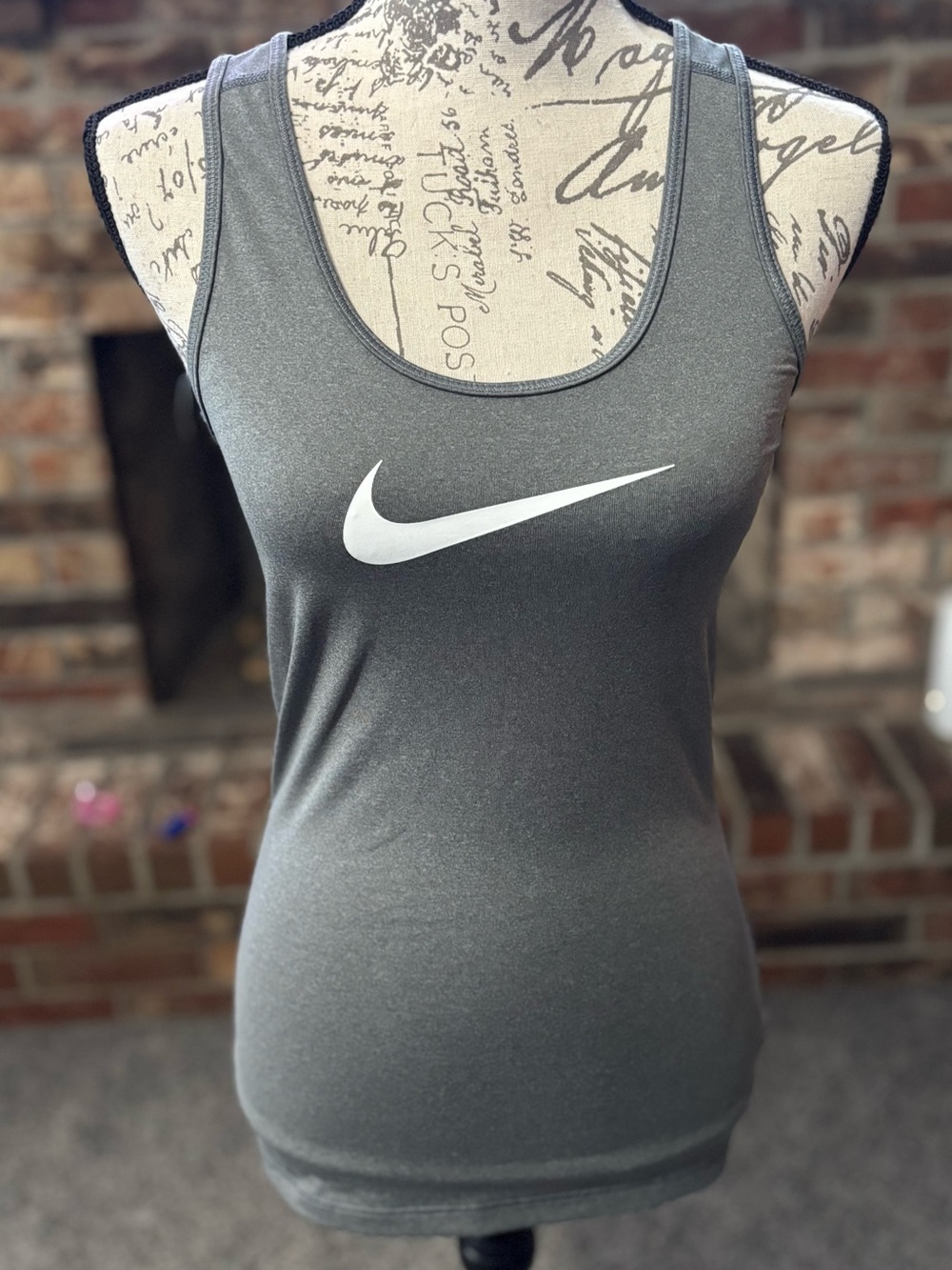 Nike Gray Scoop Neck Performance Tank with White Swoosh